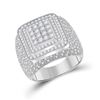 Image 1 : Mens Diamond Square Ring 1-7/8 Cttw 14kt White Gold