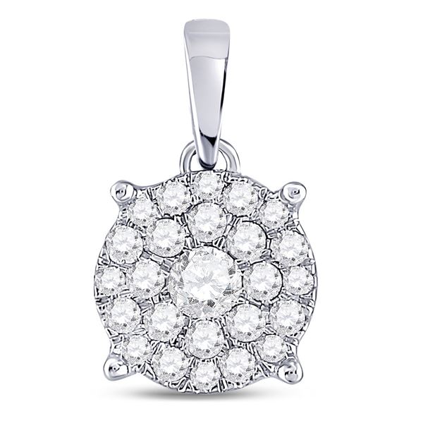 Diamond Cluster Pendant 1/2 Cttw 14kt White Gold