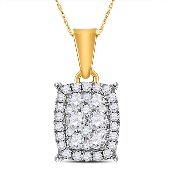 Diamond Rectangle Cluster Pendant 1/4 Cttw 14kt Yellow Gold