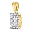 Image 2 : Diamond Rectangle Cluster Pendant 1/4 Cttw 14kt Yellow Gold