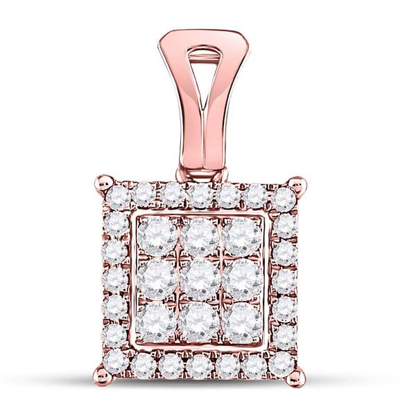 Diamond Square Cluster Pendant 1/2 Cttw 14kt Rose Gold
