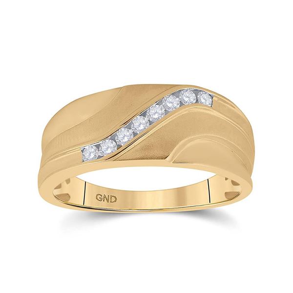 Mens Diamond Wedding Band Ring 1/4 Cttw 10kt Yellow Gold