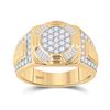 Image 1 : Mens Diamond Circle Cluster Ring 1 Cttw 10kt Yellow Gold