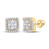 Image 1 : Diamond Square Cluster Earrings 1/2 Cttw 10kt Yellow Gold