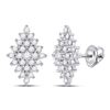 Image 1 : Diamond Marquise-shape Cluster Earrings 1/2 Cttw 14kt White Gold