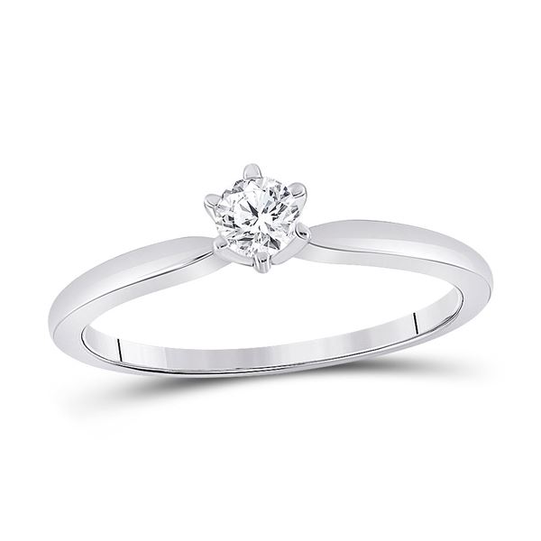 Diamond Solitaire Bridal Wedding Engagement Ring 1/5 Cttw 14kt White Gold