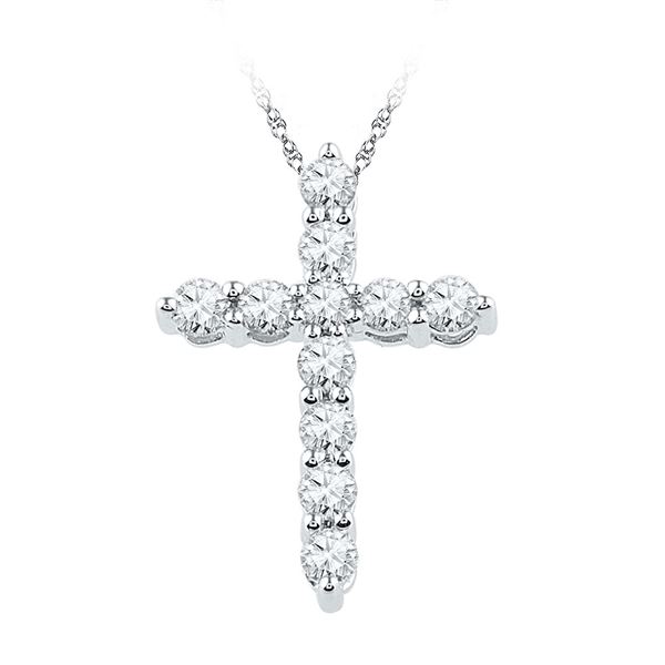 Diamond Cross Religious Pendant 1/3 Cttw 10kt White Gold