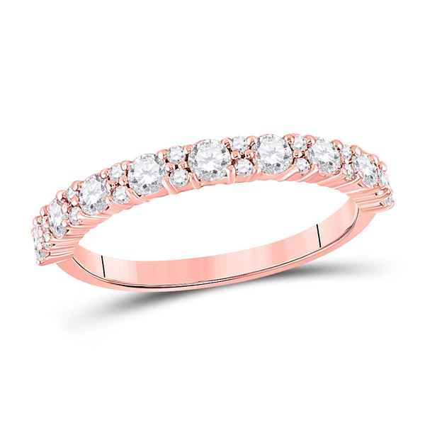 Diamond Single Row Band Ring 3/4 Cttw 10kt Rose Gold