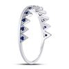 Image 3 : Blue Sapphire Chevron Stackable Band Ring 1/10 Cttw 10kt White Gold