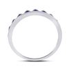 Image 4 : Blue Sapphire Chevron Stackable Band Ring 1/10 Cttw 10kt White Gold
