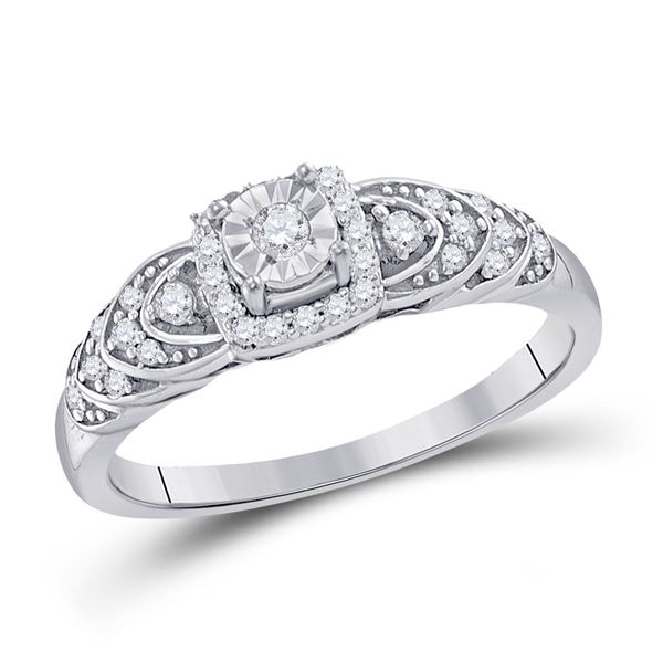 Sterling Silver Diamond Heart Bridal Wedding Engagement Ring 1/5 Cttw Sterling Silver