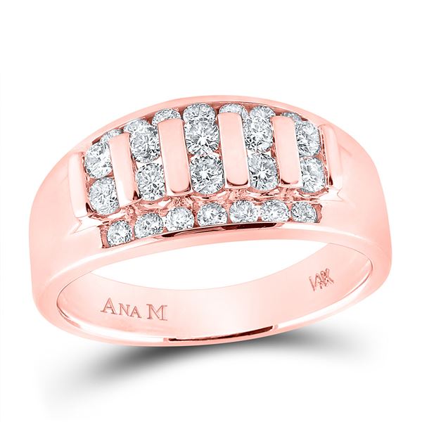 Mens Diamond Wedding Band Ring 1 Cttw 14kt Rose Gold
