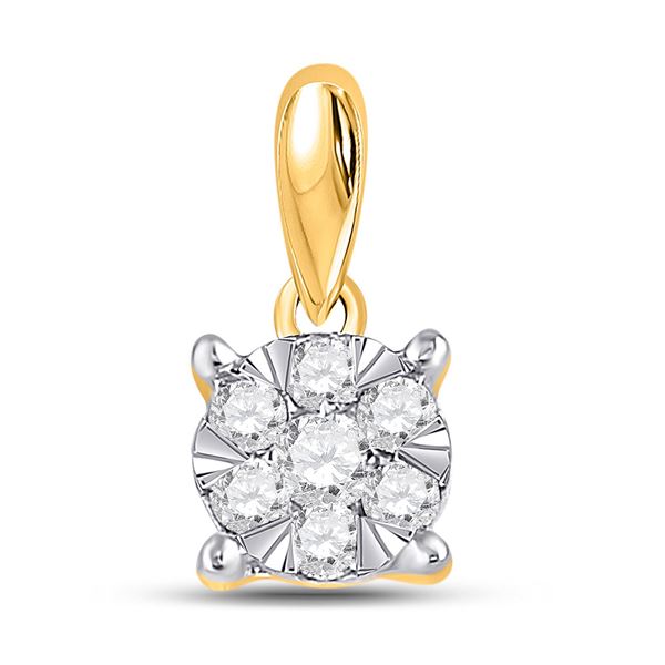 Diamond Flower Cluster Pendant 1/4 Cttw 14kt Yellow Gold