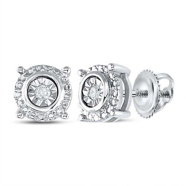 Diamond Stud Earrings 1/20 Cttw Sterling Silver
