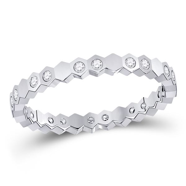 Diamond Machine-Set Band Ring 1/5 Cttw 14kt White Gold