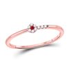 Image 1 : Ruby Diamond Stackable Band Ring 1/20 Cttw 10kt Rose Gold