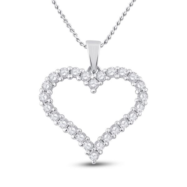 Diamond Outline Heart Pendant 1 Cttw 14kt White Gold