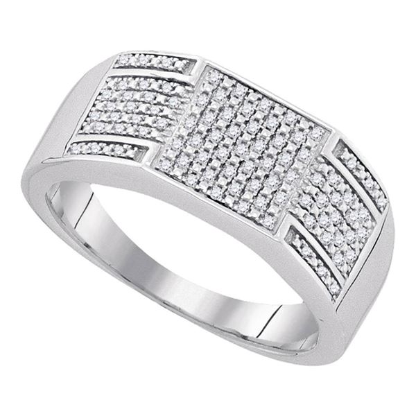 Sterling Silver Mens Diamond Square Cluster Ring 1/4 Cttw Sterling Silver