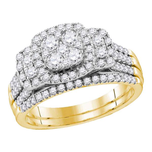 Diamond Bridal Wedding Ring Band Set 1 Cttw 14kt Yellow Gold