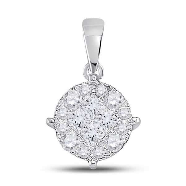 Princess Diamond Fashion Cluster Pendant 2 Cttw 14kt White Gold