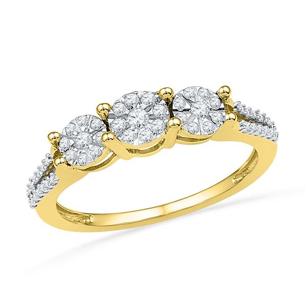 Diamond 3-stone Cluster Ring 1/4 Cttw 10kt Yellow Gold
