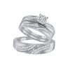 Image 1 : His Hers Diamond Cluster Matching Wedding Set 1/2 Cttw 10kt White Gold