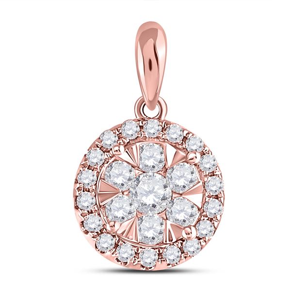 Diamond Flower Cluster Pendant 1/2 Cttw 14kt Rose Gold