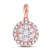 Image 1 : Diamond Flower Cluster Pendant 1/2 Cttw 14kt Rose Gold