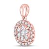 Image 2 : Diamond Flower Cluster Pendant 1/2 Cttw 14kt Rose Gold