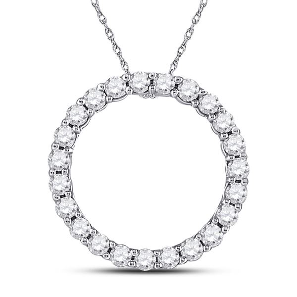 Diamond Circle Pendant 1/4 Cttw 14kt White Gold