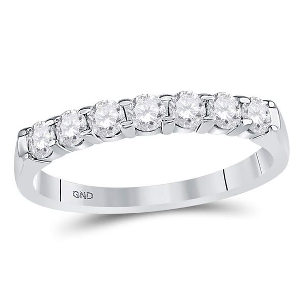 Diamond Single Row Machine-set Wedding Band 1/2 Cttw 14kt White Gold