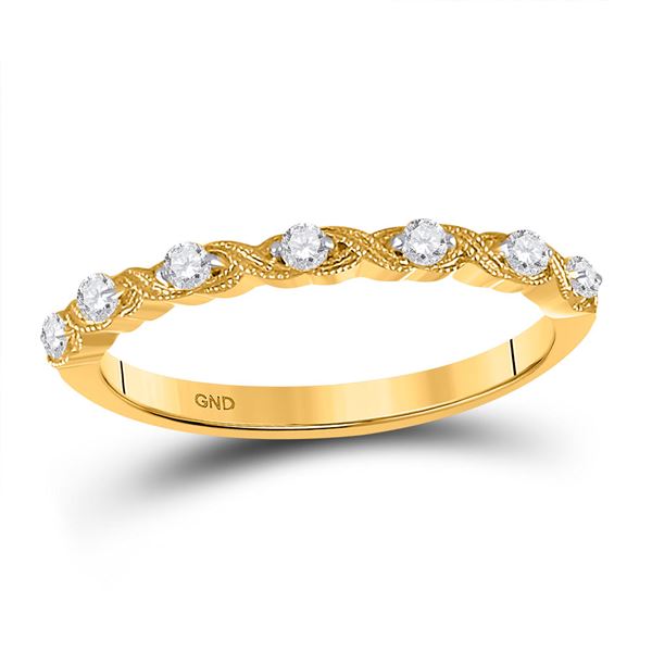 Diamond XOXO Stackable Band Ring 1/8 Cttw 14kt Yellow Gold