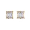 Image 2 : Baguette Diamond Square Earrings 1/2 Cttw 14kt Yellow Gold