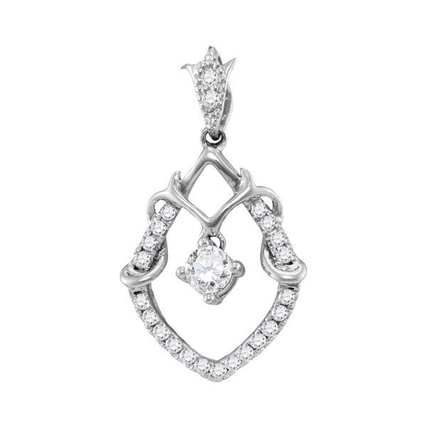 Diamond Framed Solitaire Pendant 1/4 Cttw 10kt White Gold
