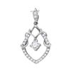 Image 1 : Diamond Framed Solitaire Pendant 1/4 Cttw 10kt White Gold