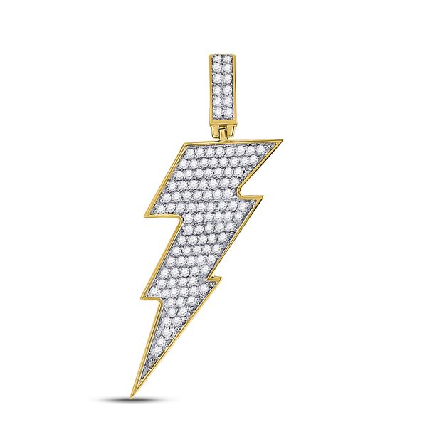 Mens Diamond Lightning Bolt Charm Pendant 1 Cttw 10kt Yellow Gold