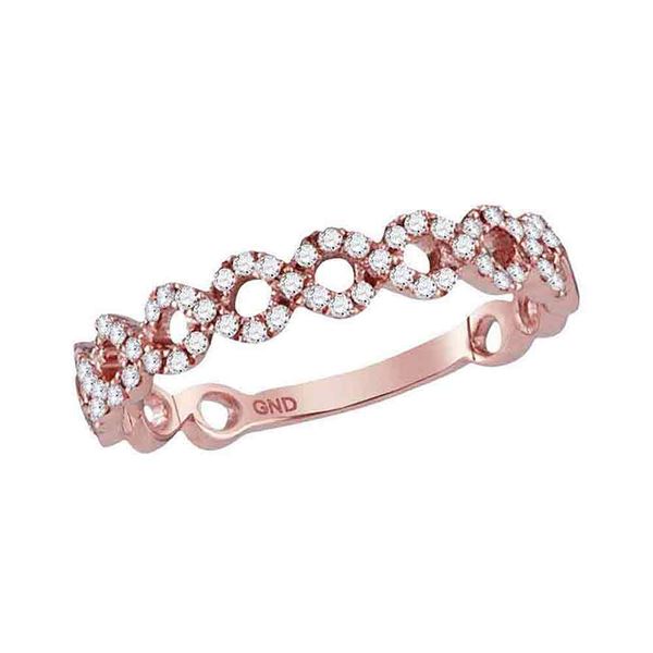 Diamond Twist Stackable Band Ring 1/5 Cttw 14kt Rose Gold