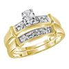 Image 2 : His Hers Diamond Solitaire Matching Wedding Set 1/10 Cttw 10kt Yellow Gold