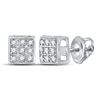 Image 1 : Diamond Square Cluster Earrings 1/20 Cttw 10kt White Gold