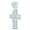 Image 2 : Mens Diamond Curb Link Cross Charm Pendant 5/8 Cttw 10kt White Gold