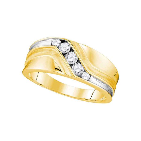 Mens Diamond Wedding Band Ring 3/8 Cttw 10kt Yellow Gold