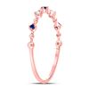 Image 3 : Blue Sapphire Diamond Beaded Stackable Band Ring 1/20 Cttw 10kt Rose Gold