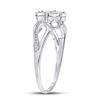 Image 3 : Diamond Flower Cluster Ring 1/10 Cttw Sterling Silver