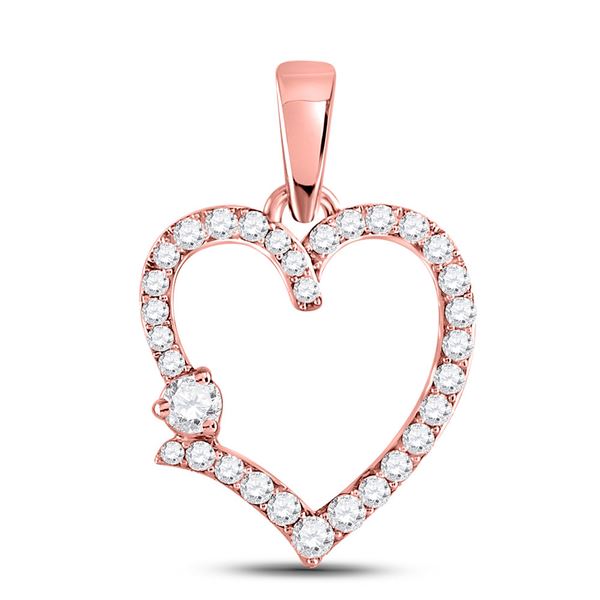Diamond Outline Heart Pendant 3/8 Cttw 10kt Rose Gold