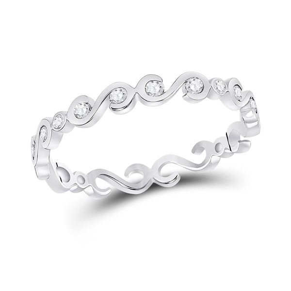 Diamond S-Shape Stackable Band Ring 1/8 Cttw 10kt White Gold