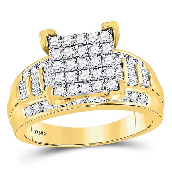 Diamond Cluster Bridal Wedding Engagement Ring 1 Cttw 10kt Yellow Gold