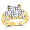 Image 1 : Diamond Cluster Bridal Wedding Engagement Ring 1 Cttw 10kt Yellow Gold