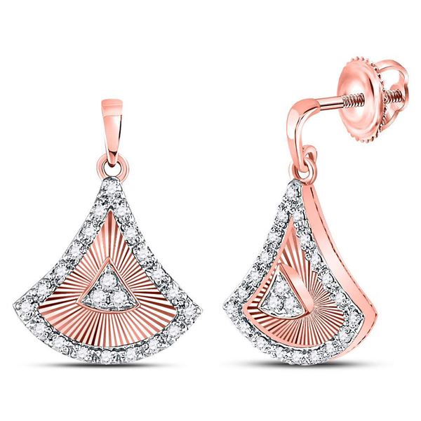 Diamond Blade Dangle Earrings 1/5 Cttw 10kt Rose Gold