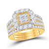 Image 1 : Princess Diamond Bridal Wedding Ring Band Set 2 Cttw 14kt Yellow Gold
