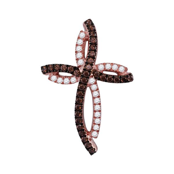 Brown Diamond Cross Pendant 1/5 Cttw 10kt Rose Gold